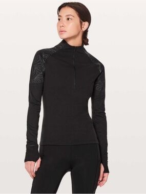 lululemon athletica Black Toasty Tech 1/2 Zip Embroidered
